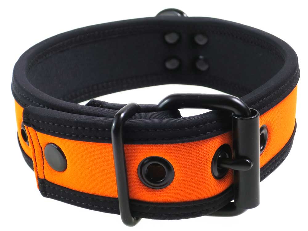Mister S Neopren Puppy Halsband - orange/schwarz