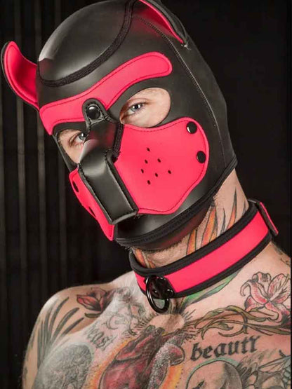 Mister S Neopren Puppy Halsband - pink/schwarz