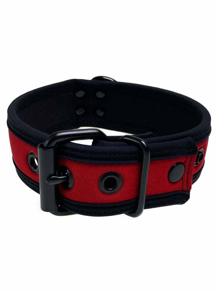 Mister S Neopren Puppy Halsband - rot / schwarz