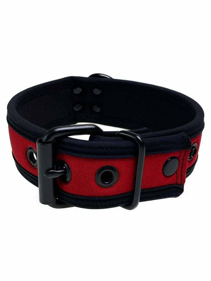 Mister S Neopren Puppy Halsband - rot / schwarz