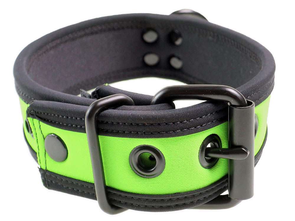 Mister S Neopren Puppy Halsband - lime/schwarz