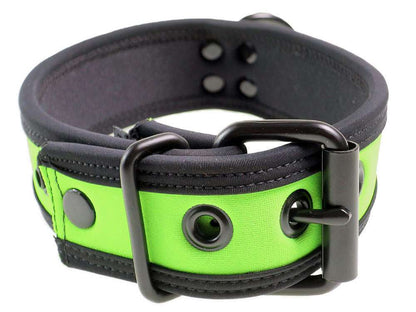 Mister S Neopren Puppy Halsband - lime/schwarz