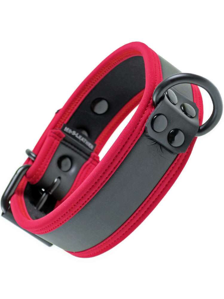Mister S Neopren Puppy Halsband - schwarz/rot