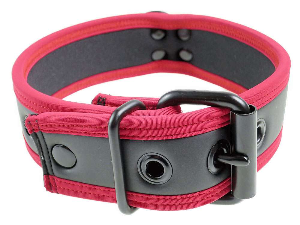Mister S Neopren Puppy Halsband - schwarz/rot