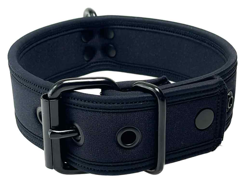 Mister S Neopren Puppy Halsband - schwarz/schwarz