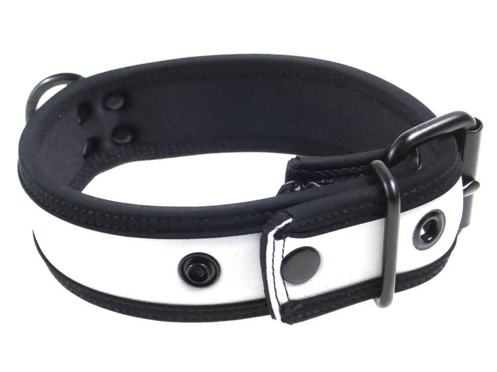 Mister S Neopren Puppy Halsband - weiss/schwarz