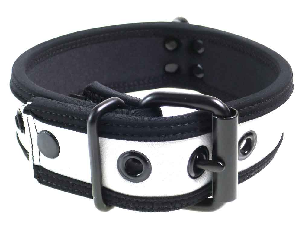 Mister S Neopren Puppy Halsband - weiss/schwarz
