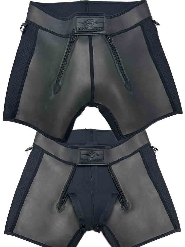 Mister S Neopren TRIPLE ZIP BOXER schwarz