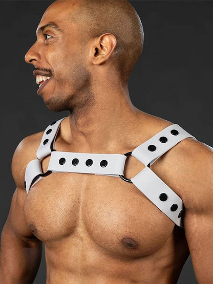 Mister S Silikon Brust Harness weiss