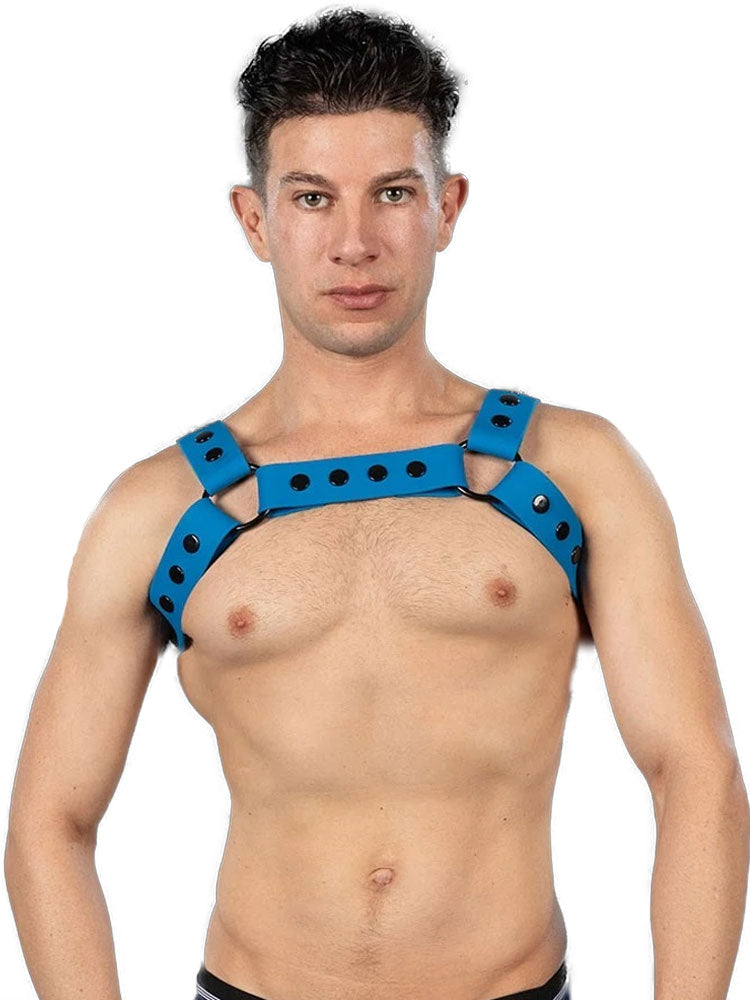 Mister S Silikon Brust Harness blau