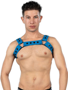 Mister S Silikon Brust Harness blau