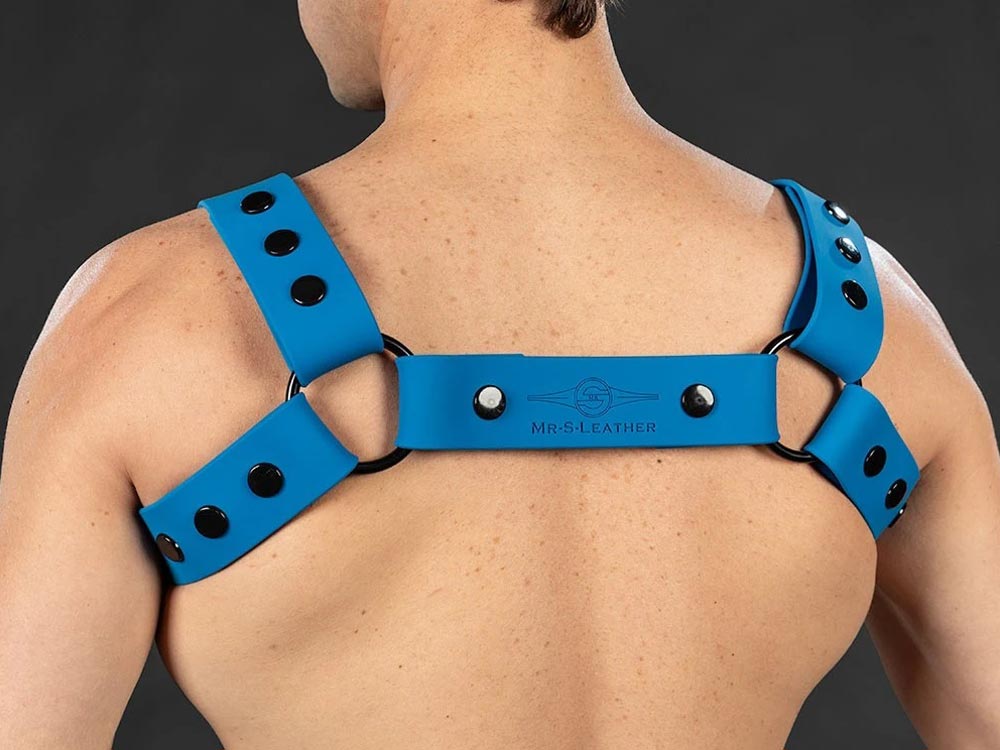 Mister S Silikon Brust Harness blau