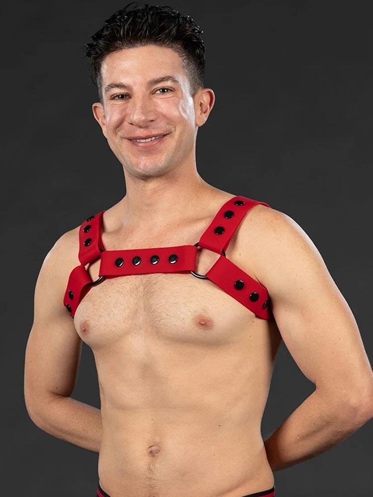 Mister S Silikon Brust Harness rot