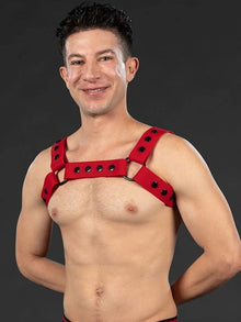 Mister S Silikon Brust Harness rot