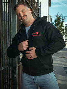 Mister S Logo Zip Front Hoodie schwarz-rot