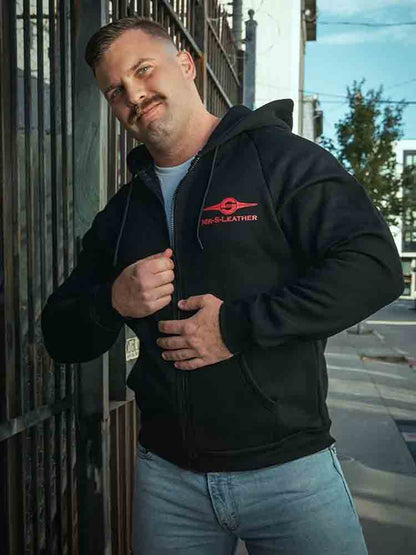 Mister S Logo Zip Front Hoodie schwarz-rot