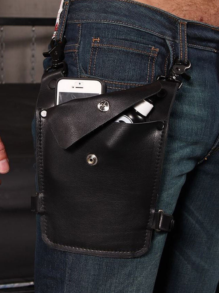 Mister S Leder Oberschenkel-Tasche mit Gurt