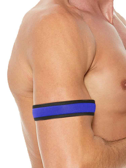 Neopren Bizepsband Oberarmband Klettverschluss blau