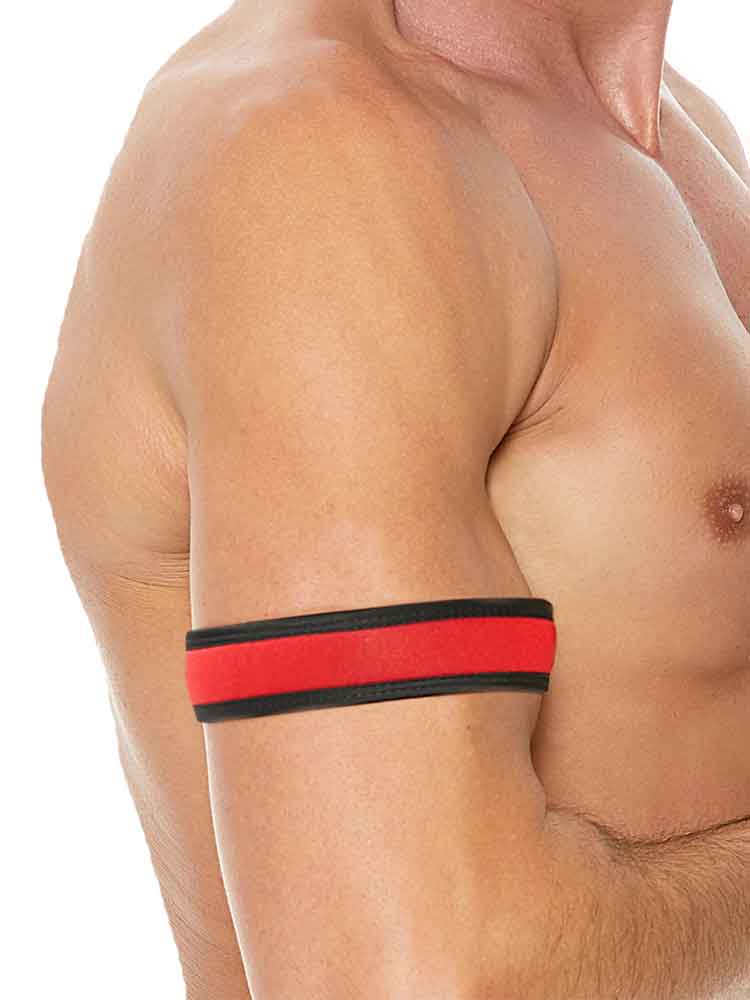 Neopren Bizepsband Oberarmband Klettverschluss rot