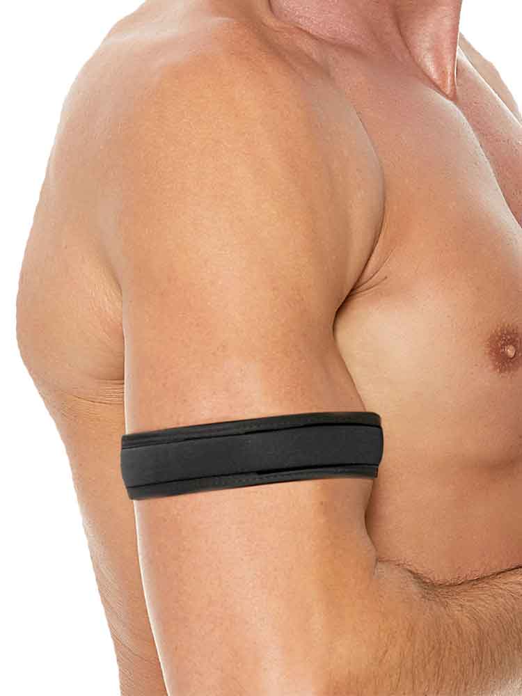 Neopren Bizepsband Oberarmband Klettverschluss schwarz