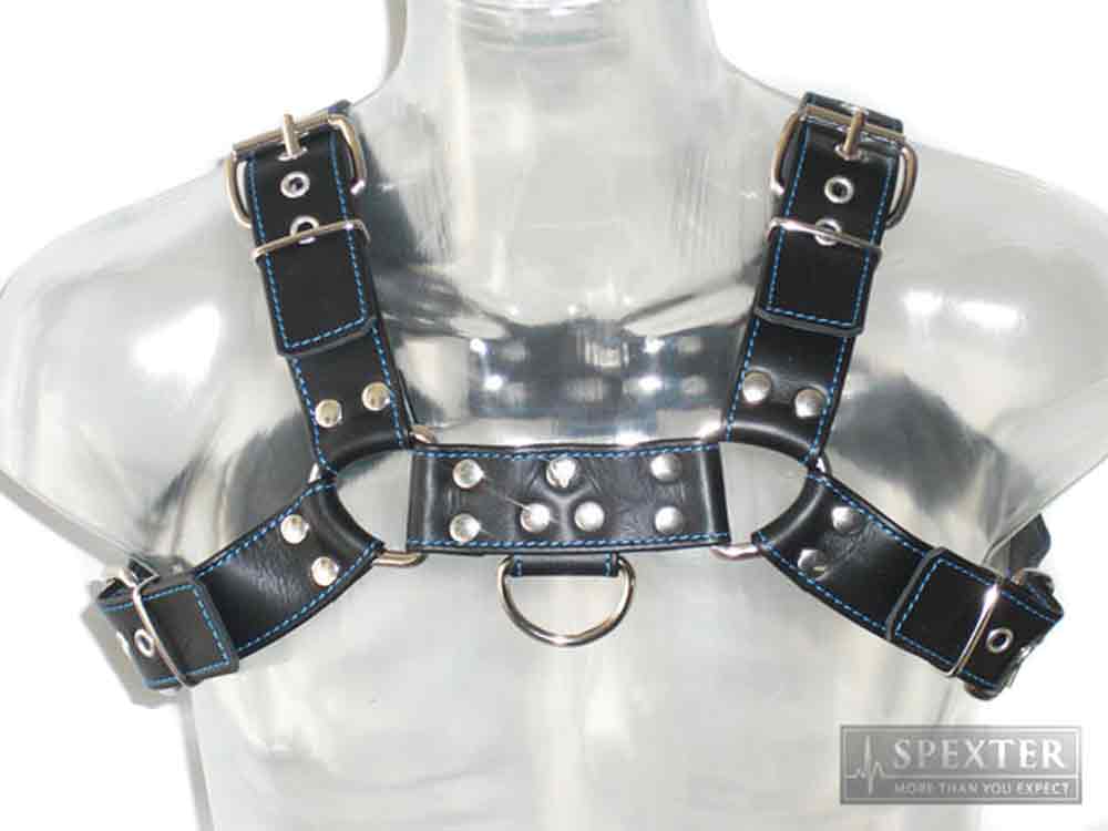 Oberkörper-Harness - BULLDOG - blau genäht - 4cm