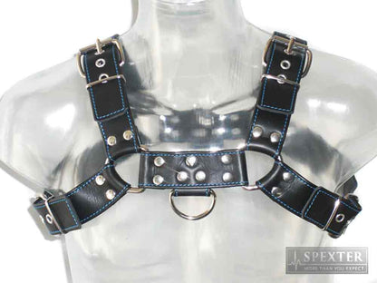 Oberkörper-Harness - BULLDOG - blau genäht - 4cm