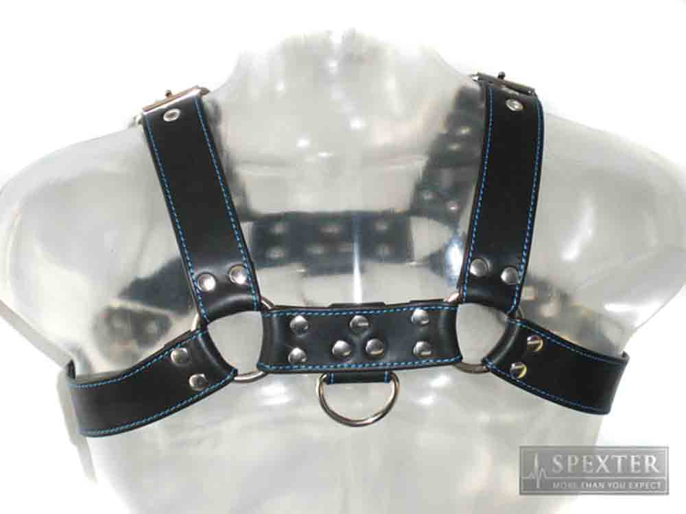 Oberkörper-Harness - BULLDOG - blau genäht - 4cm