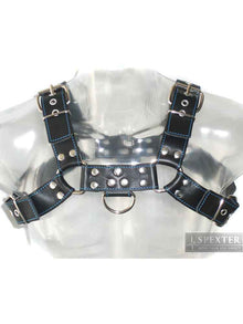 Oberkörper-Harness - BULLDOG - blau genäht - 4cm