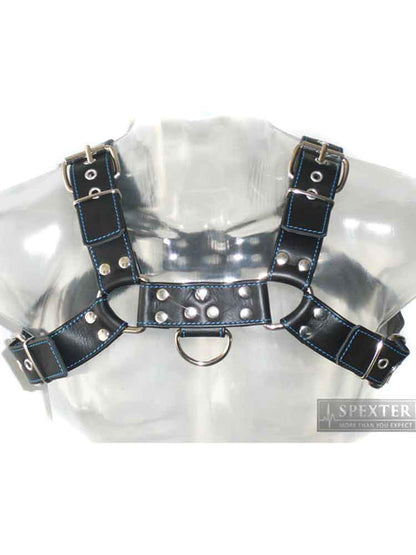 Oberkörper-Harness - BULLDOG - blau genäht - 4cm