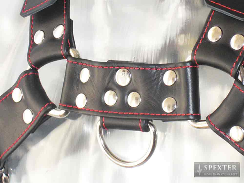 Oberkörper-Harness BULLDOG - rot genäht - 4cm