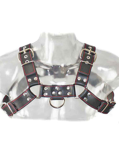 Oberkörper-Harness BULLDOG - rot genäht - 4cm