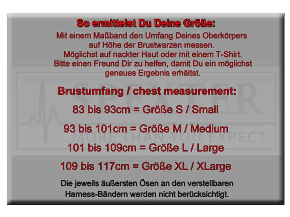 Oberkörper-Harness PITBULL mit roter Paspel - 4cm