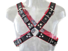 Oberkörper-Harness mit Schließen - rote Paspel - 4cm