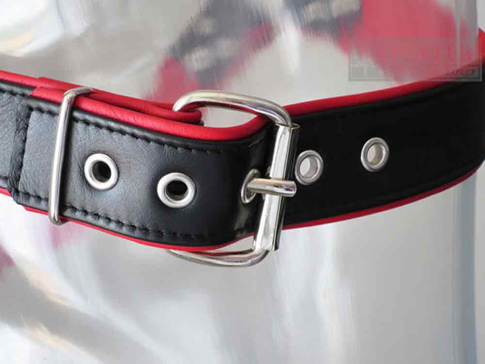 Oberkörper-Harness mit Schließen - rote Paspel - 4cm