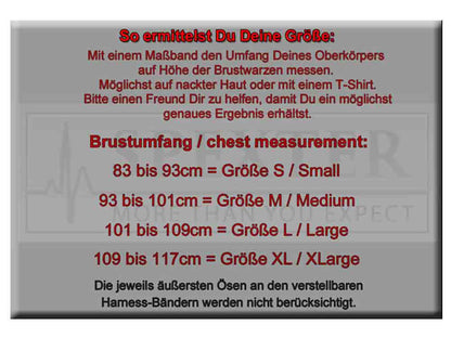Oberkörper-Harness mit Schließen - rote Paspel - 4cm