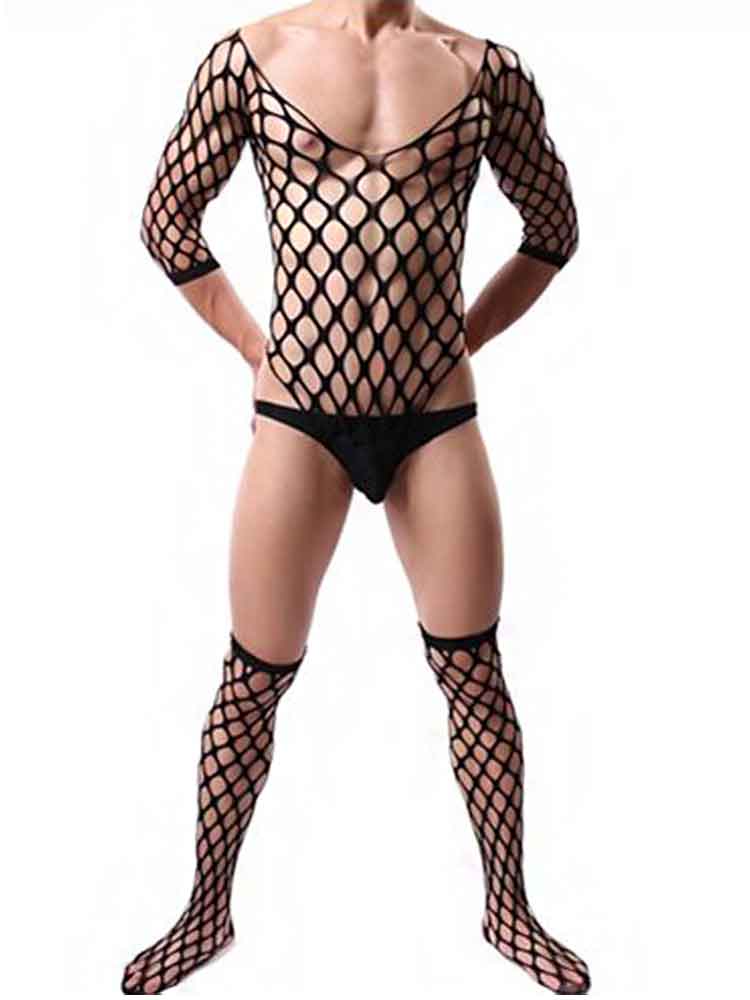 Elastischer Netz-Body mit Kniestrümpfen