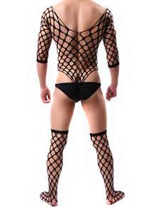Elastischer Netz-Body mit Kniestrümpfen