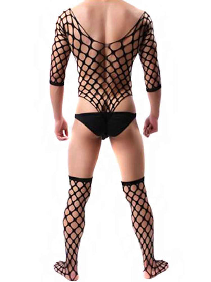Elastischer Netz-Body mit Kniestrümpfen