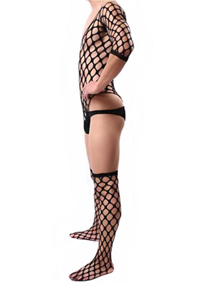 Elastischer Netz-Body mit Kniestrümpfen