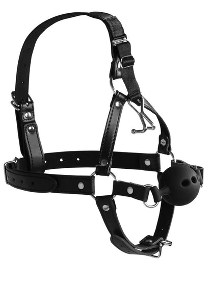 OUCH XTREME Kopfharness mit Knebel / Nasenhaken