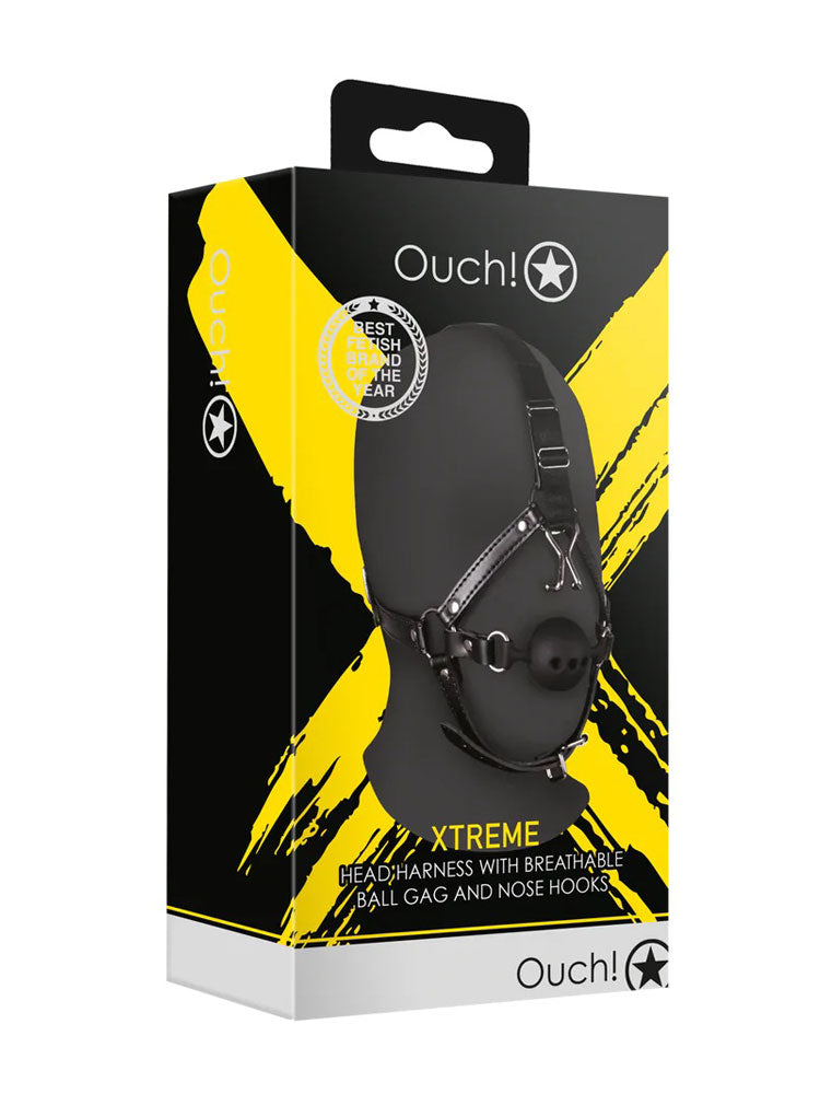 OUCH XTREME Kopfharness mit Knebel / Nasenhaken