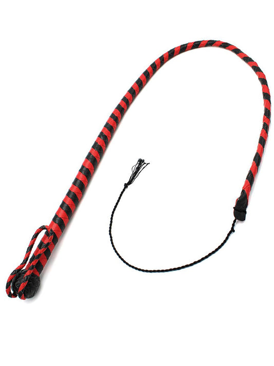 Peitsche Bullenpeitsche Singletail 120cm schwarz-rot