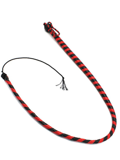 Peitsche Bullenpeitsche Singletail 120cm schwarz-rot