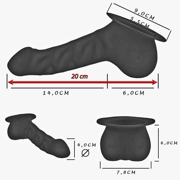Penishülle FRANZ - 14cm Schaft geädert mit Rand - schwarz