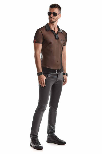 Polohemd ROBERTO Mesh Kurzarm schwarz