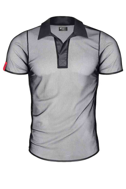 Polohemd ROBERTO Mesh Kurzarm schwarz