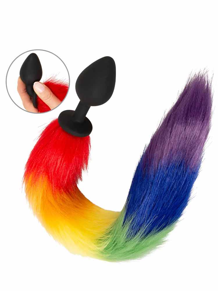 Rainbow Fluffy Plug Tail 42cm