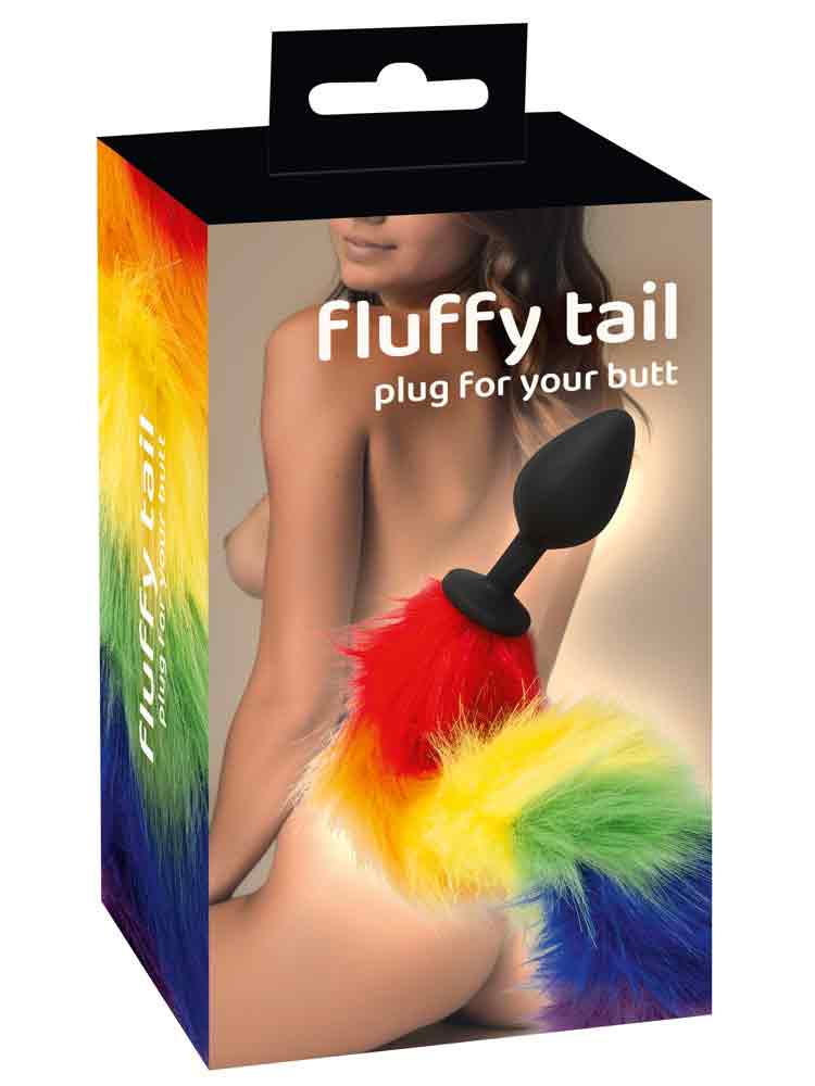 Rainbow Fluffy Plug Tail 42cm