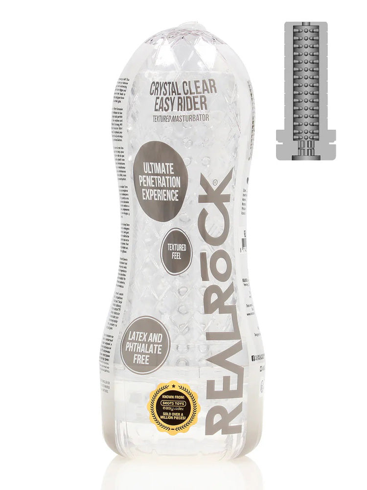 REAL ROCK Easy Rider Textured Masturbator - transparent-klar