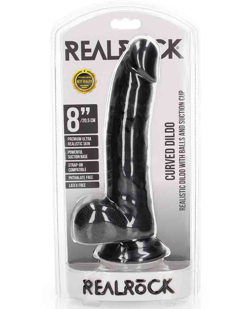 REALROCK Realistik Curved Dildo 8" schwarz